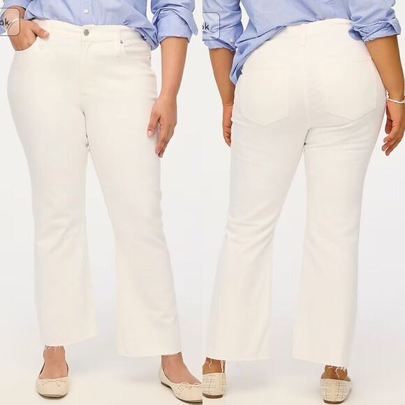 J.CREW Jeans Women 32 Flare Crop NEW White Raw Hem Stretch BO933 - Picture 1 of 16